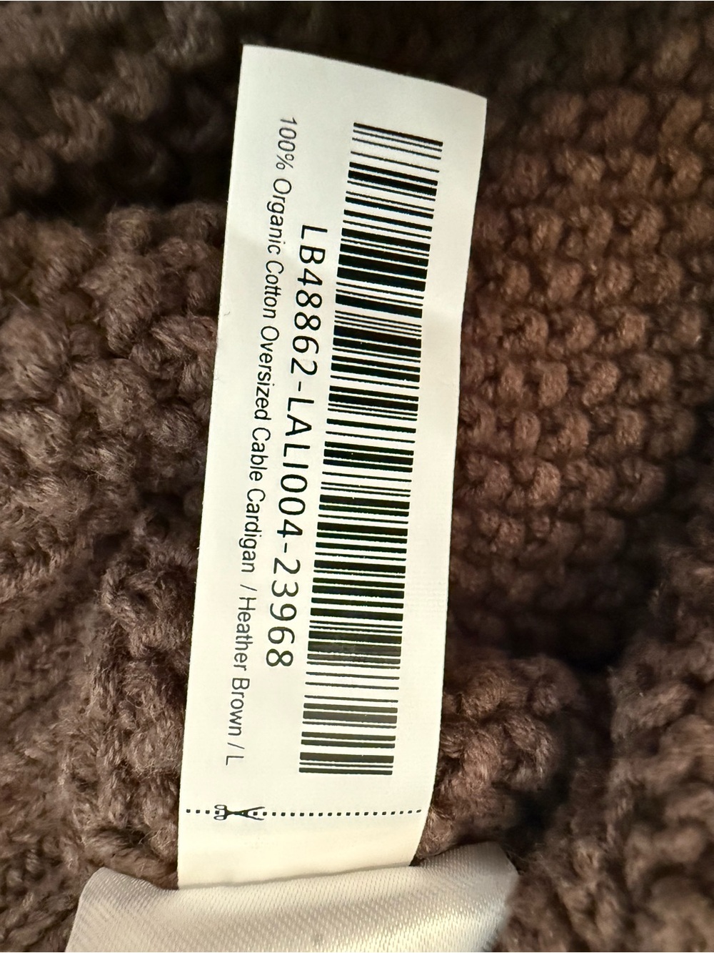 Quince 100% Organic Cotton Oversized Cable Knit Cardigan Heather Brown Large - Picture 4 of 16